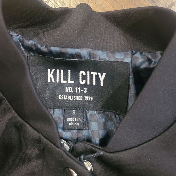 Kill City Bomber Jacket Small Black Fully Lined - Picture 7 of 10